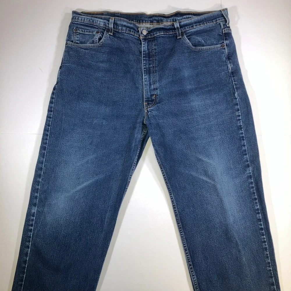Levi's 550 Relaxed Fit Jeans Mens 46x30 Dark Wash Blue Tapered Stretch Denim